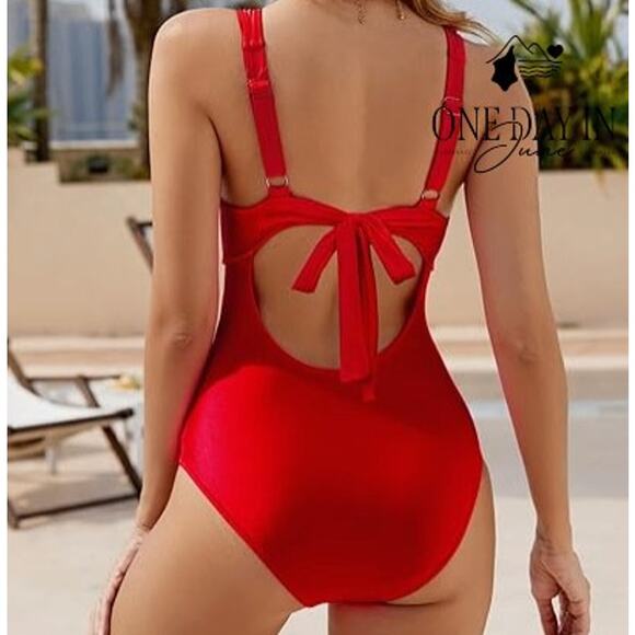Vimpunec Cut Out Tie Back One Piece Swimsuit Size XL - Picture 2 of 7